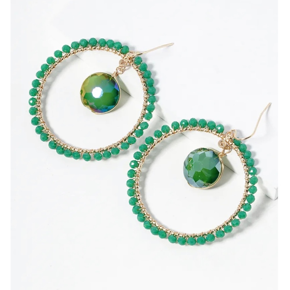 Faceted bead drop earrings